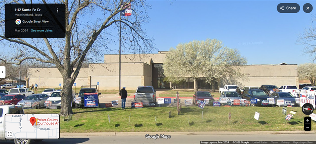 The Parker County tax office in Weatherford at 1112 Santa Fe Drive.
